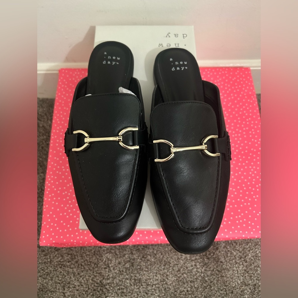 a new day Black Loafers with Gold Accent